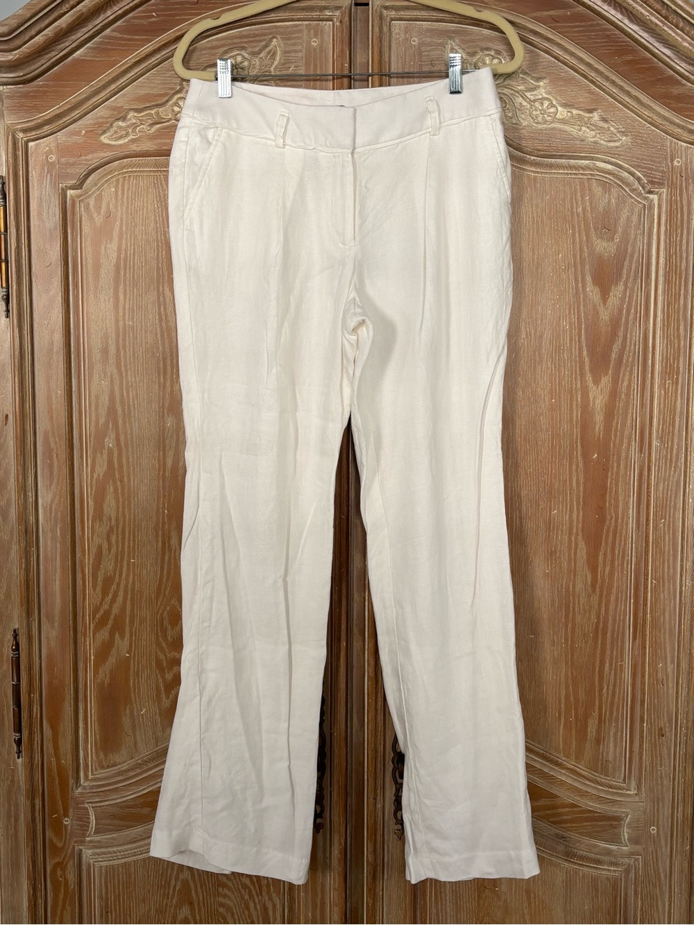 Ann Taylor Loft lined White/Cream Linen-Blend Trousers